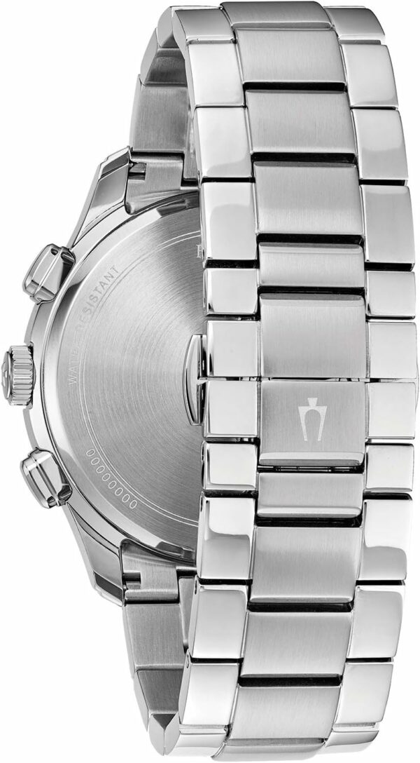 Bulova Men's Classic Wilton 3-Hand 21-Jewel Watch, 60 Hour Power Reserve, Luminous Hands, Open Aperture, Roman Numeral Markers Domed Sapphire Crystal, 43mm, Stainless Steel/Black Dial - For Sale - Price - Image 3