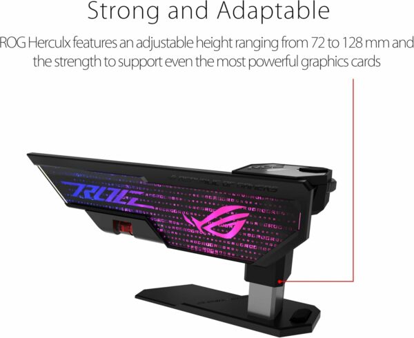 ASUS ROG Herculx Graphics Card Anti-Sag Holder Bracket (Solid Zinc Alloy Construction, Easy Toolless Installation, Included Spirit Level, Adjustable Height, Wide Compatibility, Aura Sync RGB) - For Sale - Price - Image 3