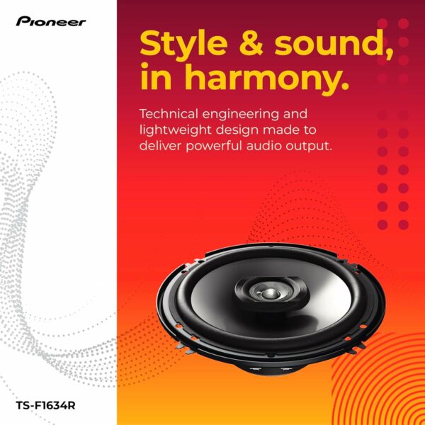 PIONEER TS-F1634R 2-Way Coaxial Car Audio Speakers Full Range 6.5" Round Speakers 200W Max Enhanced Bass Response Easy Installation Black Car Speakers - For Sale - Price - Image 3