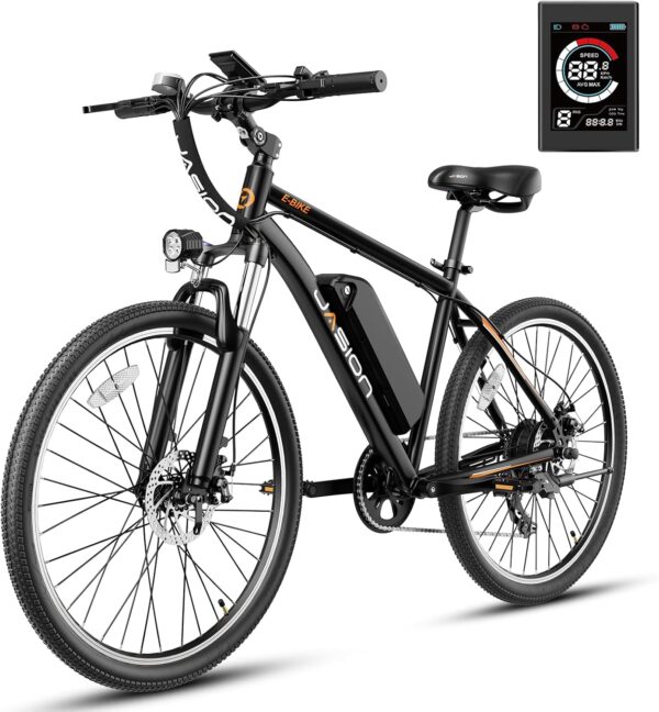 Jasion EB5 Electric Bike for Adults with Peak 500W Brushless Motor, 40Miles 20MPH Commuting Electric Mountain Bike with 360Wh Removable Battery, 7-Speed, 26" Tires and Front Fork Suspension - For Sale - Price