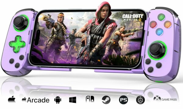 Phone Game Controller for iPhone/Android/PC/Switch, Play COD, Genshin,Support Streaming on PS5/Xbox/PC Console, Cloud Gaming Wireless Gamepad Joystick, Turbo/6-Axis Gyro/Dual Motor, Green Light,Purple - For Sale - Price