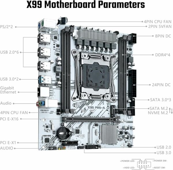 X99 LGA 2011-3 Motherboard Micro ATX Gaming Motherboard for Intel Xeon E5 V3 V4 Series Processors (DDR4 Max 128GB, PCIe 3.0, NVME/NGFF M.2, Gigabit LAN, SATA 3.0, USB 3.0), X99 PR9-A - For Sale - Price - Image 6