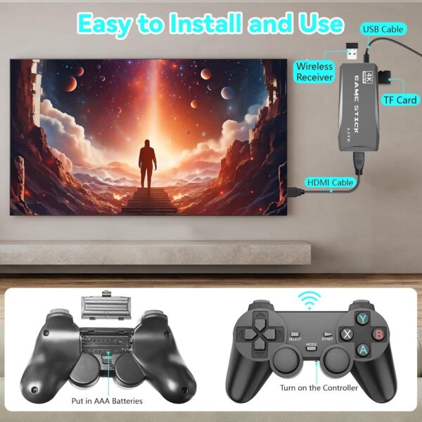 Wireless Retro Gaming Console Stick,Plug and Play TV Video Games Stick Built-in Retro Drive 20000+ Games,4K HDMI Output,Dual 2.4G Wireless Controllers (64GB) - For Sale - Price - Image 6