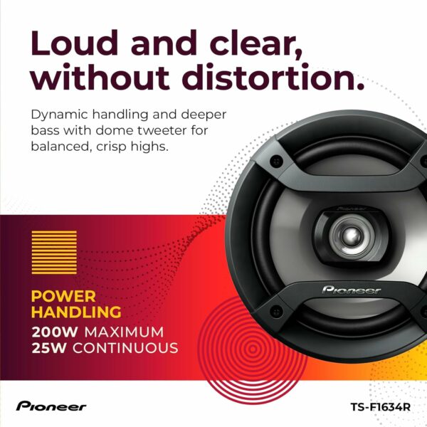 PIONEER TS-F1634R 2-Way Coaxial Car Audio Speakers Full Range 6.5" Round Speakers 200W Max Enhanced Bass Response Easy Installation Black Car Speakers - For Sale - Price - Image 4