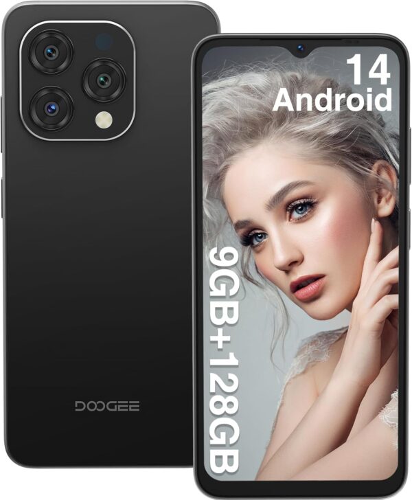 DOOGEE N55 Android 14 Cell Phone(2025), 9GB RAM+128GB ROM/1TB Android Phone, 90Hz+6.56" HD Unlocked Cell Phone, 5150mAh, Octa Core, 13MP+8MP, 4G Dual SIM,Face Unlock,Widevine L1,OTG, T-Mobile(Black) - For Sale - Price