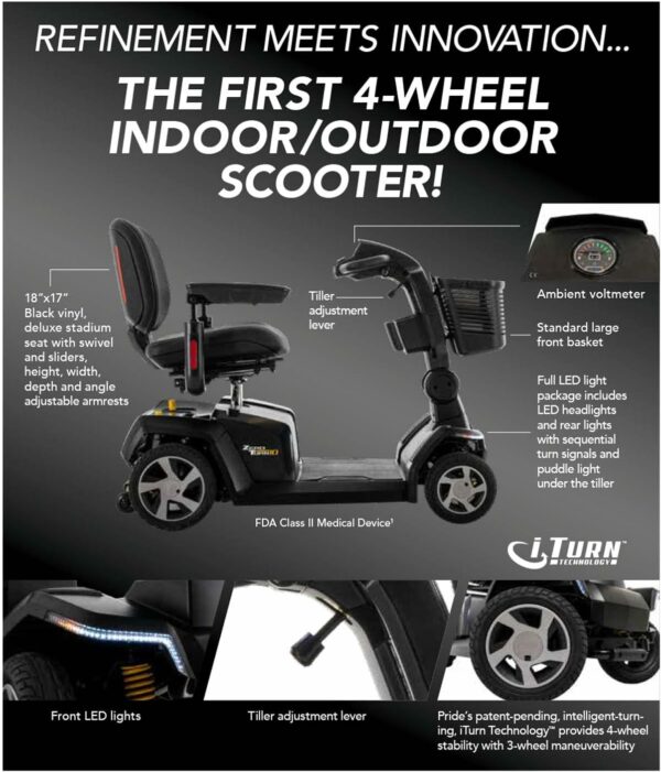 Pride Mobility Zero Turn 10 4 Wheel S710ZT Mobility Scooter, Outdoor 4-Wheel Travel Electric Mobility Scooter for Adults, 400 lbs. WC, Up to 7.3 or 7.5 MPH, 15.9 or 21.2 Range Per Charge - For Sale - Price - Image 4