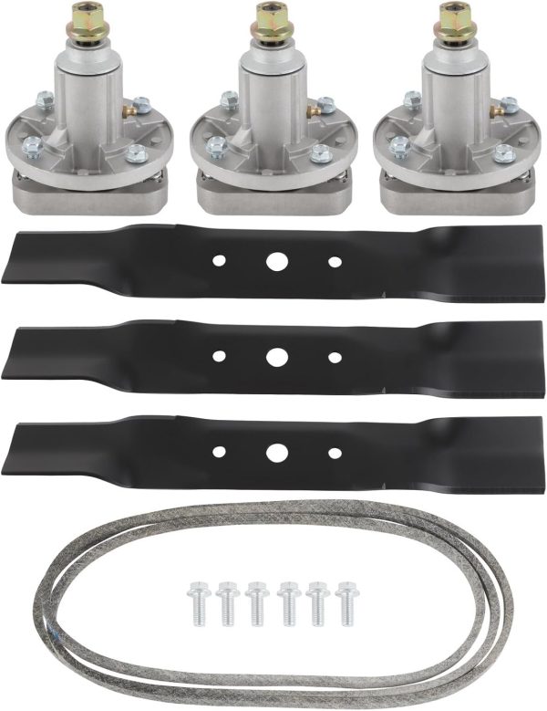 Deck Rebuild Kit 48" Mower Deck Part Rebuild Kit for John Deere GY20050 GY20996 Spindle Fits L120 L130 2002 2003 2004 1 Drive Belt 3 Spindle Assembly 3 Mower Blades, Price For Sale