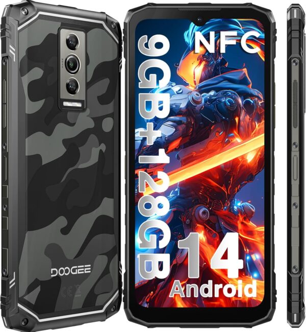 DOOGEE Blade 10 Rugged Smartphone Unlocked Android 14,9GB+128GB/TF 2TB Octa Core Rugged Phone,6.56" HD+ 90Hz Cell Phone,16MP Camera,4G Dual SIM IP68/IP69K Waterproof Phone,Widevine L1/GPS/Face ID - For Sale - Price