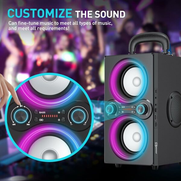 Bluetooth Speakers, 80W(Peak) Wireless TWS Portable Bluetooth Speaker, Beat-Driven Lights, 100dB Loud Stereo Speaker with BassUp, Speakers with Subwoofer for Outdoor, Party, Camping - For Sale - Price - Image 5