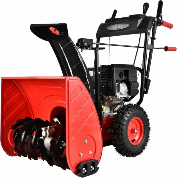 PowerSmart 26-Inch Self Propelled Two-Stage Snow Blower Gas Powered 212cc Engine with Electric Start, LED Headlight