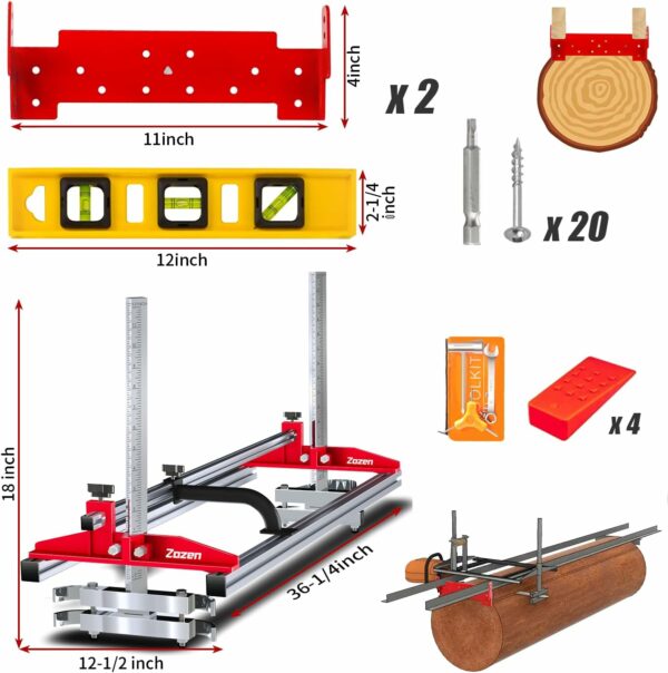 Zozen Chainsaw Mill with Lumber Guide Brackets, Portable Sawmill Kit - Can be Assembled into 3 sizes for Independent Use, Suitable for 14-36" Planking Milling Bar, A Perfect Match Cutting Guide Set. - For Sale - Price - Image 6