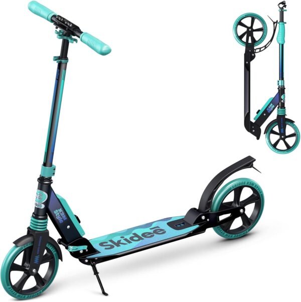 Skidee Scooter for Adults and Teens – Adjustable Height, Kids Scooter, Folding Scooter, Large Sturdy Wheels for Smooth Ride, Lightweight, Durable, Anti-Shock Suspension, Outdoor Toys, up to 220 lbs - For Sale - Price