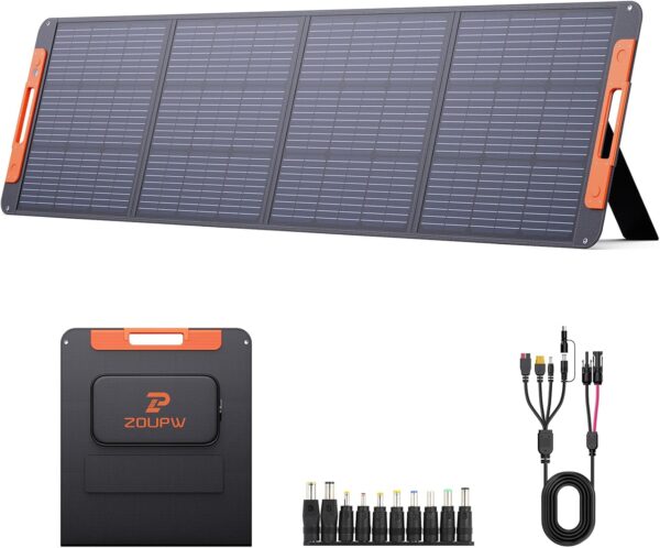 Upgraded 200 Watt Portable Solar Panel for Power Station,20V Foldable Solar Panel with Solar Angle Guide,23.5% High Efficiency IP67 Waterproof 4 Adjustable Kickstands for Camping RV Hurricane Blackout - For Sale - Price