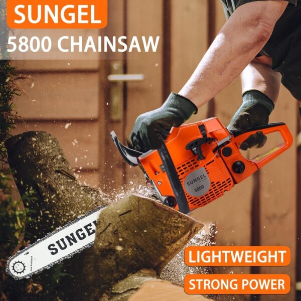 Gas-Powered-Chainsaw - 20 Inch Gas Chain Saw 2-Cycle 58 CC Cordless Handheld Gasoline Chain Saws for Cutting Wood Trees - For Sale - Price - Image 2