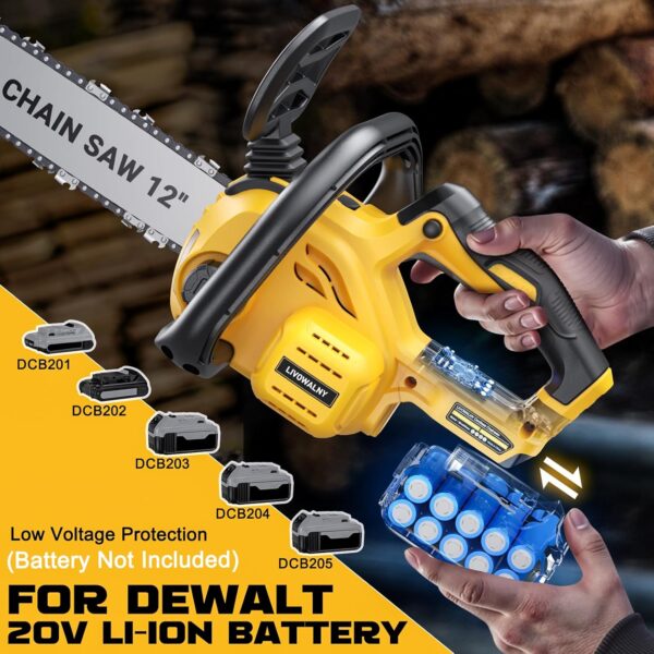 Cordless Chainsaw for Dewalt 20v Battery,12" Chain Saw Oil Lubrication System with Security Lock, Handheld Electric Chainsaw for Wood Cutting,Tree Trimming Branches(Battery Not Included) - For Sale - Price - Image 5