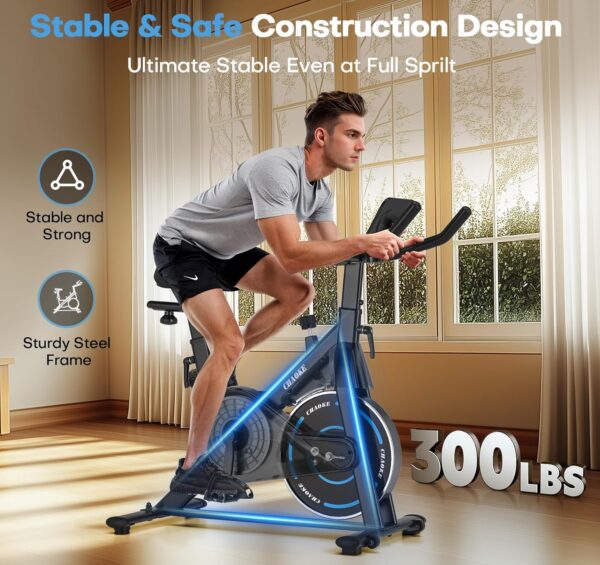 Exercise Bike, CHAOKE Quiet Magnetic Resistance 300LB Capacity Stationary Bike for Home with App Compatible, Indoor Bike with Comfortable Seat and Digital Display - For Sale - Price - Image 2