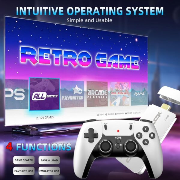 2024 Upgrade Retro Game Console Stick Pro, Classic Video Games with 4K HDMI, Built-in 19 Emulators, 20000+ Games - Plug & Play TV Video Gaming Stick with Upgrade Dual 2.4G Wireless Controllers(64GB) - For Sale - Price - Image 4