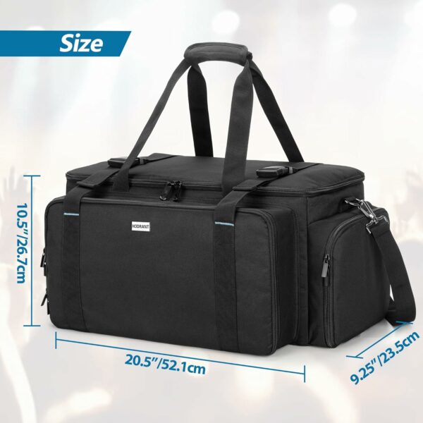 Large DJ Gig Bag, Travel DJ Cable File Case with Padded Bottom & Detachable Dividers, DJ Gear Storage Organizer for Microphones, 14" Laptop, Sound Equipment & Music Instrument, Black, Bag Only - For Sale - Price - Image 6