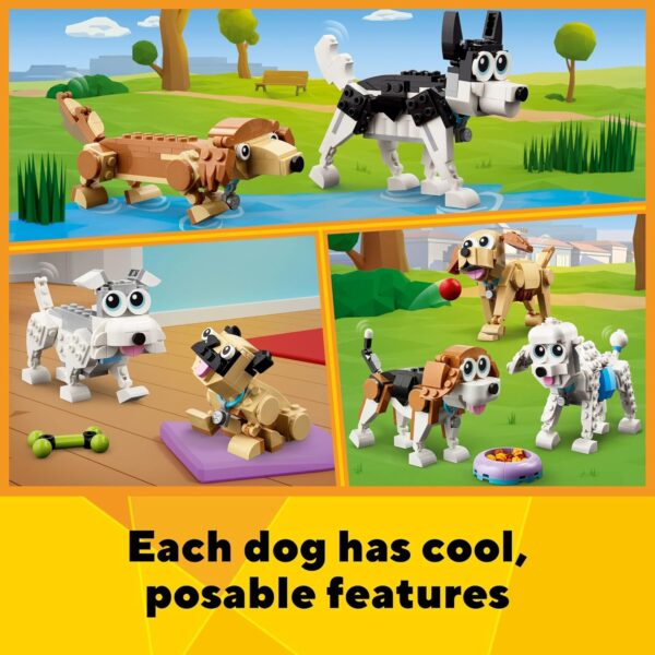 LEGO Creator 3 in 1 Adorable Dogs Building Toy Set, Gift for Dog Lovers, Featuring Dachshund, Beagle, Pug, Poodle, Husky, and Labrador Figures for Kids 7 and Up, 31137 - For Sale - Price - Image 5