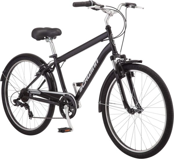 Schwinn Suburban Adult Comfort Bike, Men and Women, 26-Inch Wheels, 7 Speed Drivetrain, 16 or 17-Inch Aluminum Frame, Alloy Linear Hand Brakes - For Sale - Price