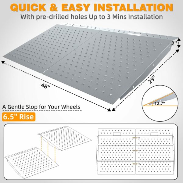 VNN Shed Ramp for Riding Mower 2PC, 29" x 24" Ramp for Shed, 1500 LBS Capacity Ramp for Lawn Mowers, ATV, Motorcycles, Anti-Slip Ramps with Punch Plate Surface, Perfect for Garages, Barns, Warehouses - For Sale - Price - Image 3