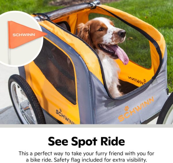 Schwinn Rascal Bike Dog Trailer, Carrier for Small and Large Pets, Easy Folding Cart Frame, Quick Release Wheel, Universal Bicycle Coupler, Washable Non-Slip Lining - For Sale - Price - Image 7