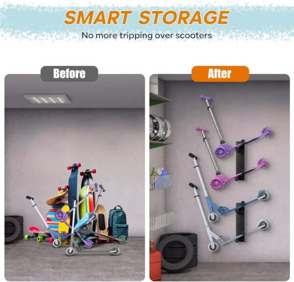 Scooter Wall Mount Scooter - Storage Rack for Garage 2pcs Scooter Hanger Scooter Holder for Adult Scooter/Toddler Scooter/Kids Scooter/Trick Scooter - For Sale - Price - Image 4