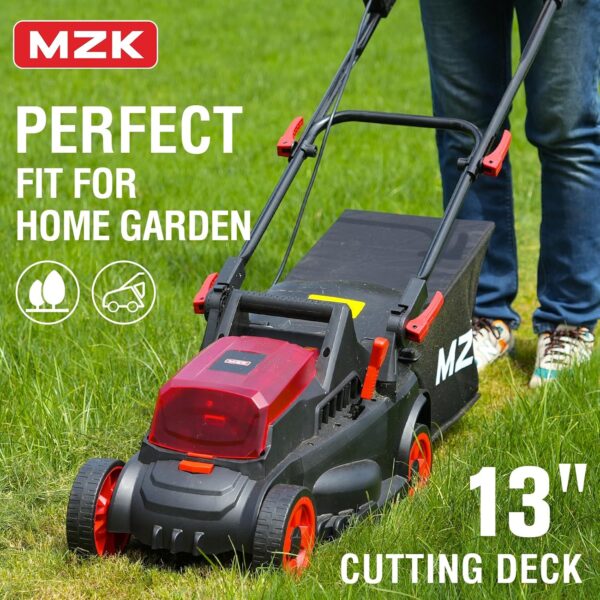 MZK 20V 13”Cordless Electric Lawn Mower,with 4-Position Height Adjustment,Compact and Lightweight Push Battery Powered Lawn Mower (2 * 4AH Batteries & Fast Charger Included) - For Sale - Price - Image 4