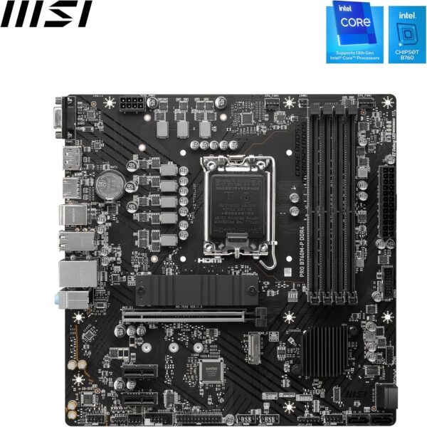 MSI PRO B760M-P DDR4 mATX Motherboard, 4X DDR4~128GB, 1x PCI-E x 16, 2X PCI-E x 1, 2X M.2, 4X SATA, 1x USB 3.2, 4X USB 2.0, 1x USB-C - For Sale - Price - Image 2