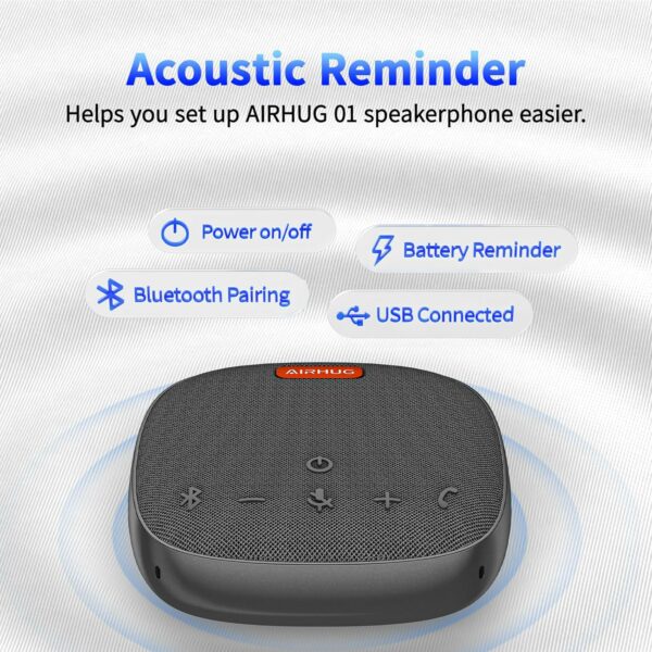 AIRHUG Conference Speaker and Microphone, Bluetooth Speakerphone with 360° Voice Pickup, Advanced Noise Reduction, USB-C Plug & Play, Compatible with Zoom and MS Team - For Sale - Price - Image 2