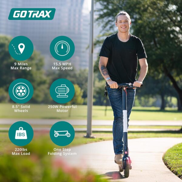 Gotrax GXL V2 Electric Scooter, 8.5" Solid Tire, Max 9 Mile and 15.5Mph Speed Power by 250W Motor, Lightweight 25.95lb, Cruise Control Aluminum Alloy Frame Foldable Commuting Escooter for Adults 13+ - For Sale - Price - Image 2