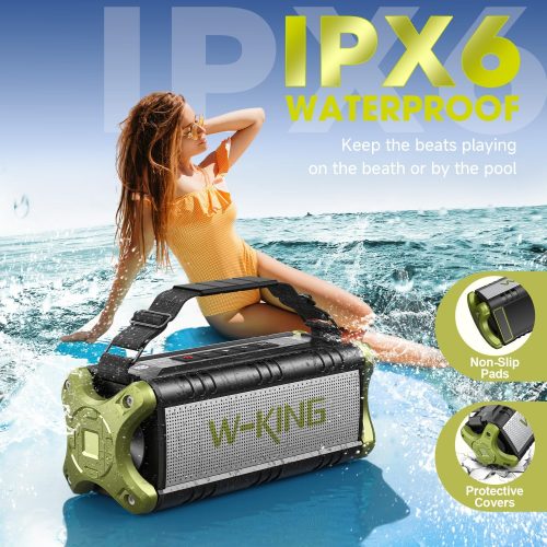 W-KING Bluetooth Speaker, 90W Peak 50W Portable Speakers Wireless, Deep Bass, Hi-Fi Loud Speaker, IPX6 Waterproof, 40H, EQ, Stereo Pairing,DSP, 4 Drivers,TF, AUX,NFC, for Outdoor, Camping,Party,Beach - For Sale - Price - Image 3