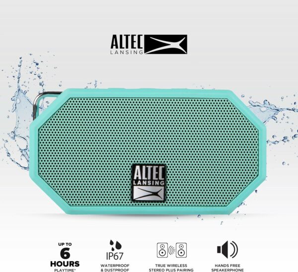 Altec Lansing Mini H2O - Waterproof Bluetooth Speaker, IP67 Certified & Floats in Water, Compact & Portable Speaker for Hiking, Camping, Pool, and Beach - For Sale - Price - Image 2