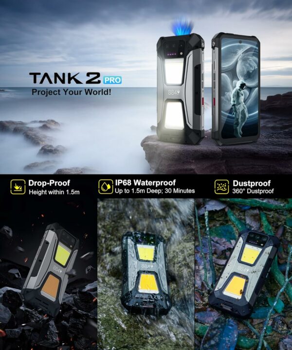 8849 Tank 2 Pro Rugged Smartphone Unlocked, 24+512GB/1TB Android 14 Rugged Cell Phone with Projector, 6.79’’ 4G Waterproof Mobile Phones 23800mAh, Fingerprint/Dual Sim/OTG/GPS/Face ID - For Sale - Price - Image 7