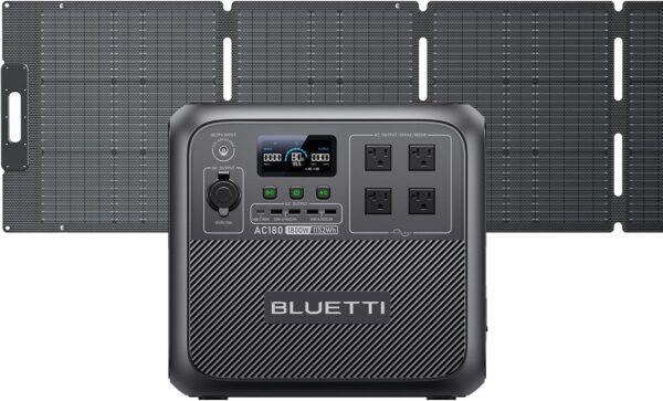 BLUETTI AC180 Solar Generator with 200W Solar Panel (Ships Separately), 1152Wh Portable Power Station w/ 4 1800W (2700W Surge) AC Outlets, LiFePO4 Emergency Power for Camping, Off-grid, Power Outage For Sale - Price