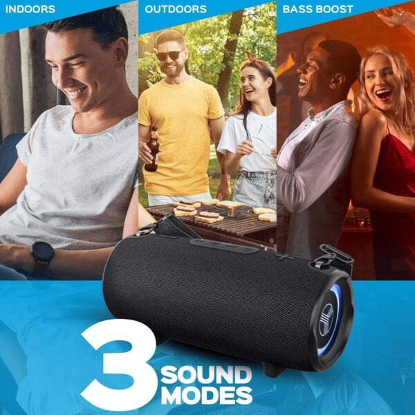 Ultra Loud 60W Sound With Deep Bass, 20H Playtime, Powerbank Function, IPX6 Waterproof, Dual Pairing, Stereo Portable Speaker w/Type-C & Carrying Strap, Wireless Outdoor Loudest Speaker, HD-Max - For Sale - Price - Image 5