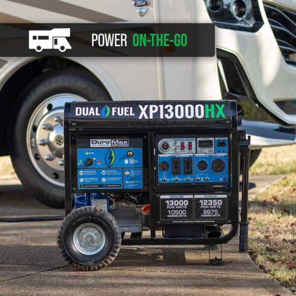 DuroMax XP13000HX Dual Fuel Portable Generator - 13000 Watt Gas or Propane Powered - Electric Start w/ CO Alert, 50 State Approved, Blue - For Sale - Price - Image 11