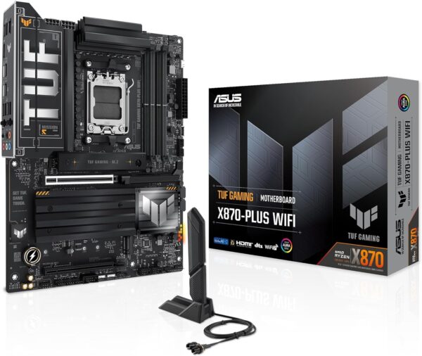 ASUS TUF Gaming X870-PLUS WiFi AMD AM5 X870 ATX Motherboard, 16+2+1, 80A SPS Power Stages, DDR5, PCIe 5.0 Ready, Four M.2 Slots, Wi-Fi 7, 2.5Gb LAN, HDMI, USB4® 40Gbps, SATA 6 Gbps, USB 20Gbps Type-C - For Sale - Price