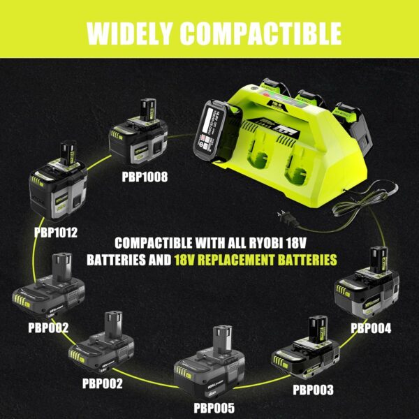 Replacement for Ryobi 18V Battery Charger P135/PCG006, 18V 6-Ports Rapid Charger with 6 LED Indicators, Compatible with Ryobi ONE+ 18 Volt Lithium-Ion Batteries P102-P109, PBP002-PBP1104 Series - For Sale - Price - Image 4