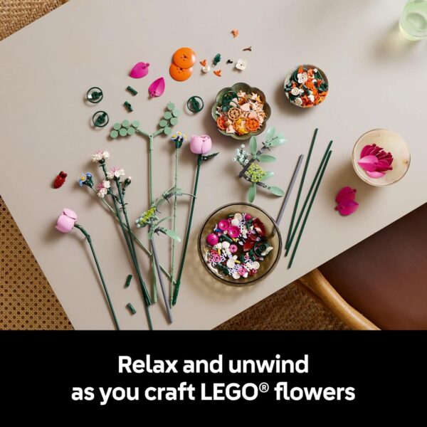 LEGO Botanicals Pretty Pink Flower Bouquet Building Set for Adults - Artificial Flowers for Home Decor, Centerpieces for Tables - Colorful, Unique Gift for Her & Him - 10342 - For Sale - Price - Image 3