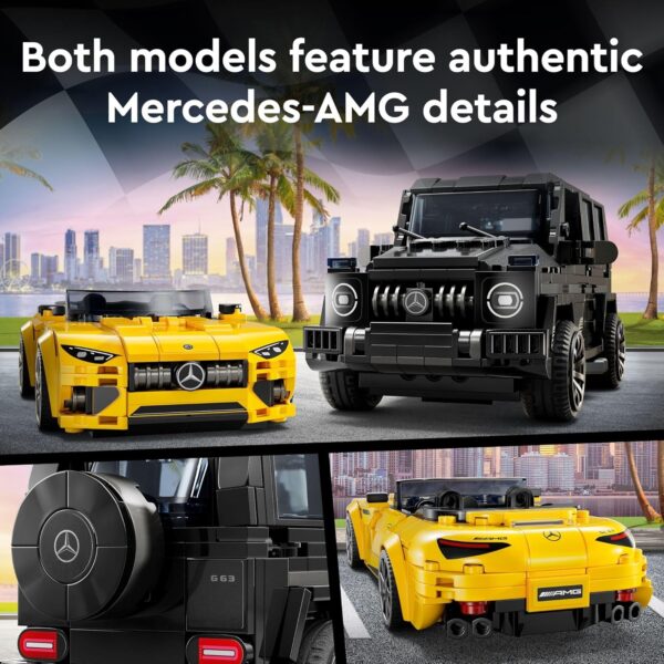 LEGO Speed Champions Mercedes-AMG G 63 & Mercedes-AMG SL 63 F1 Toy Car, Formula 1 Vehicle Set for Kids, 2 Building Sets with 2 Driver Minifigures, Convertible Toy Car Gift for Boys and Girls, 76924 - For Sale - Price - Image 3