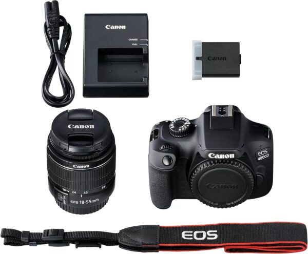 Canon EOS 4000D / Rebel T100 DSLR Camera w/EF-S 18-55mm F/3.5-5.6 Zoom Lens + 64GB Memory, Filters,Case, Tripod, Flash, and More (34pc Bundle) (Renewed) - For Sale - Price - Image 9