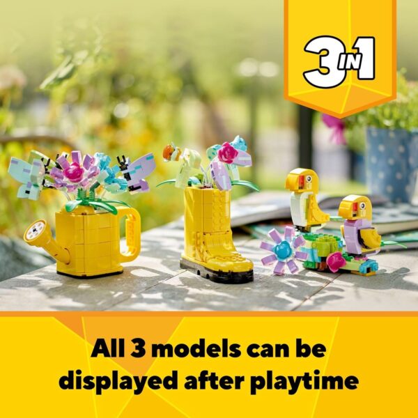 LEGO Creator 3 in 1 Flowers in Watering Can Building Toy Set - Fun, Creative Activity for Kids, Girls and Boys, Ages 8+ - Options to Build Rain Boots or Birds - 31149 - For Sale - Price - Image 5