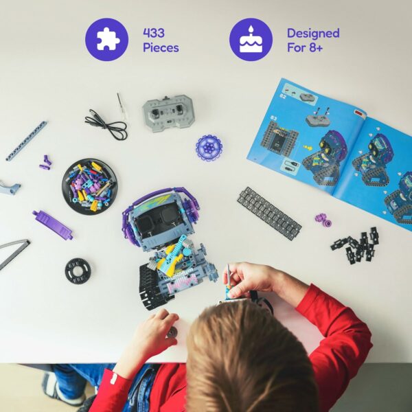 Sillbird Robot Building Kit with Remote Control STEM Gifts for Kids Boys Ages 8-12, Coding Robotic Technic Creative Toys for Birthday - Build 5in1 Model with 433 Pieces - For Sale - Price - Image 6