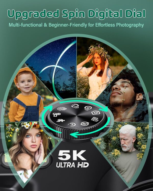 5K Digital Camera for Photography - WiFi 75MP Vlogging Camera for YouTube - UHD Autofocus Video Cameras 3" 180° Flip Screen with 18X Zoom - Compact Vlog Travel Cameras with 32GB SD Card 2 Batteries - For Sale - Price - Image 6