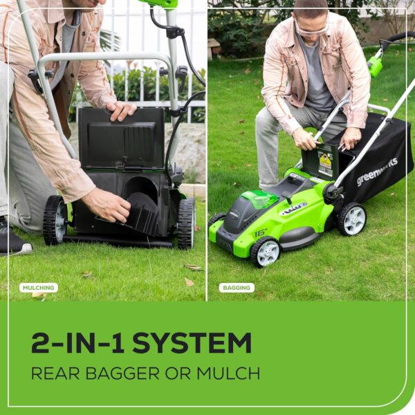 Greenworks 40V 16" Cordless (Push) Lawn Mower (75+ Compatible Tools), 4.0Ah Battery and Charger Included - For Sale - Price - Image 7