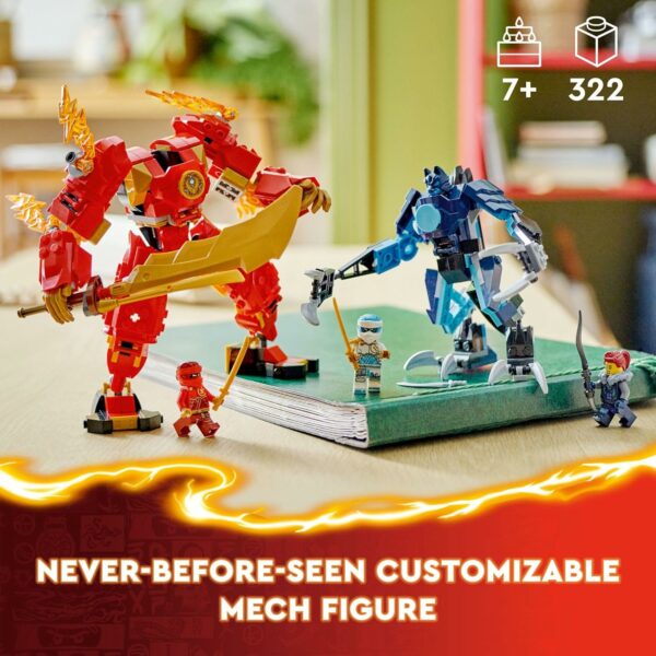 LEGO NINJAGO Kai’s Elemental Fire Mech Action Figure, Mini Ninja Toy for Kids with Customizable Red Ninja Figure Plus Kai and Zane Minifigures, Adventure Set for Boys and Girls Ages 7 and Up, 71808 - For Sale - Price - Image 2