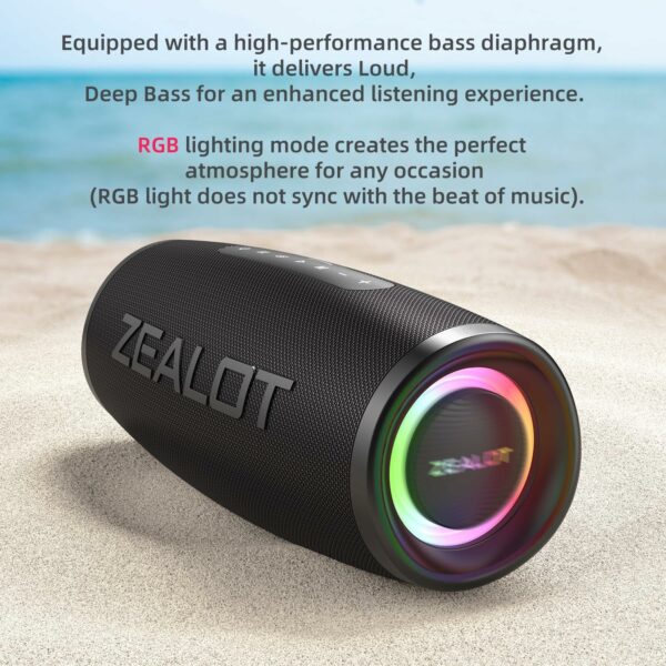 Bluetooth Speaker,Zealot Bluetooth Speaker,Portable Speaker with BassUp Technology,IP67 Waterproof Speaker,Speakers Bluetooth Wireless,20H Playtime,Stereo,EQ,Outddor Speaker for Beach,Camping,Gifts - For Sale - Price - Image 2