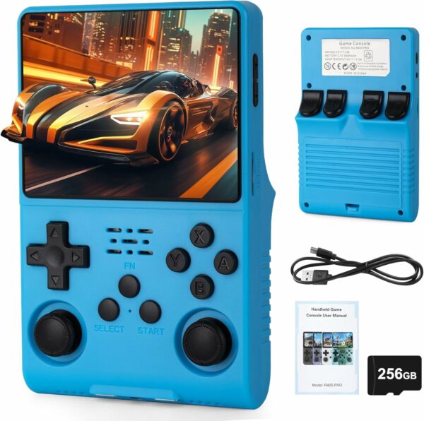 IHH R40S Pro Handheld Mini Retro Gaming Console, Over 30,000 Pre-Installed Games,3800mAh Battery, 256GB Storage, 3.5-Inch Full-Lamination IPS HD Screen, Built-in 20+ Emulators(Blue) - For Sale - Price