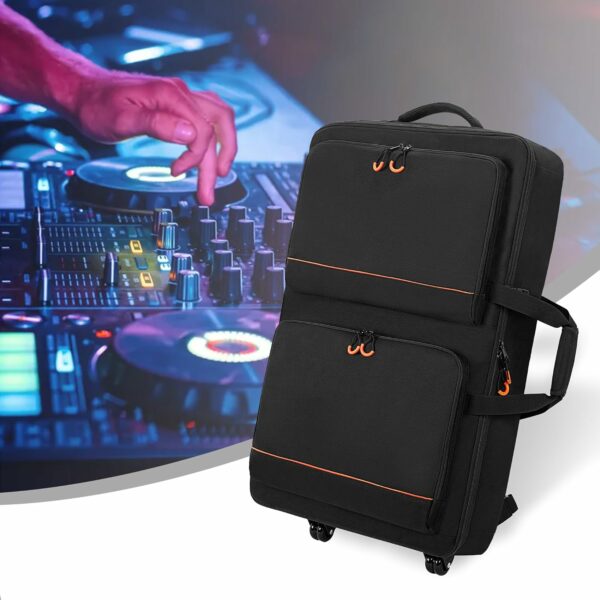 DJ Controller Bag Backpack with Wheels Compatible with Pioneer XDJ RX2/ XDJ RX3/ XDJ-RX/DDJ FLX10/ DDJ REV7/ DDJ 1000, Wheeled DJ Carrying Case with 2 Accessory Pocket, Padded DJ Mixer Bag - For Sale - Price - Image 7